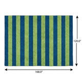 10' X 14' Navy Blue And Green Striped Shag Washable Area Rug With UV Protection - HomeRoots - Flyclothing LLC