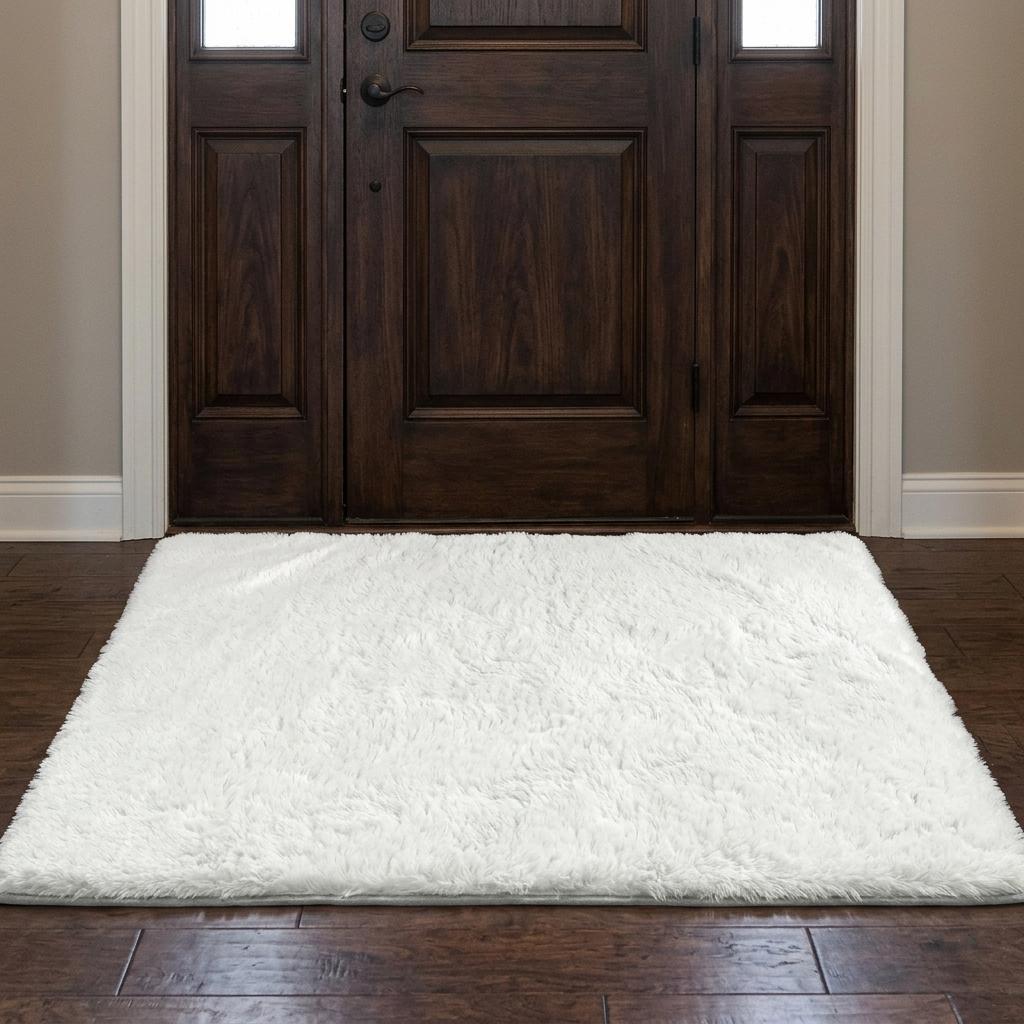 3' X 5' Pewter And Gray Striped Shag Washable Area Rug With UV Protection - HomeRoots - Flyclothing LLC
