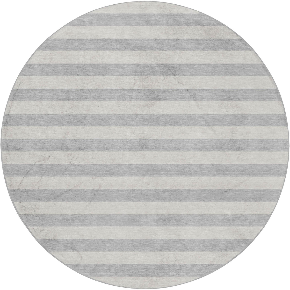 8' Pewter And Gray Striped Shag Washable Round Rug With UV Protection - HomeRoots - Flyclothing LLC
