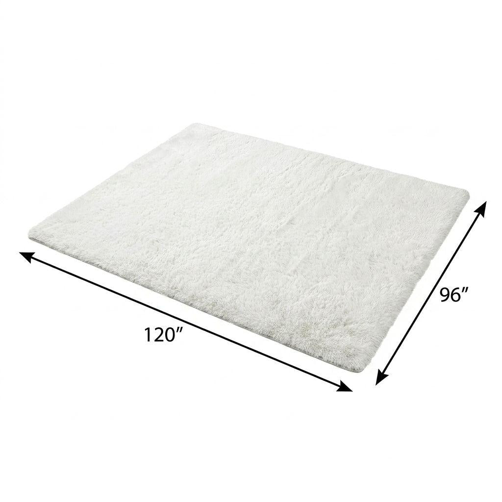 8' X 10' Pewter And Gray Striped Shag Washable Area Rug With UV Protection - HomeRoots - Flyclothing LLC