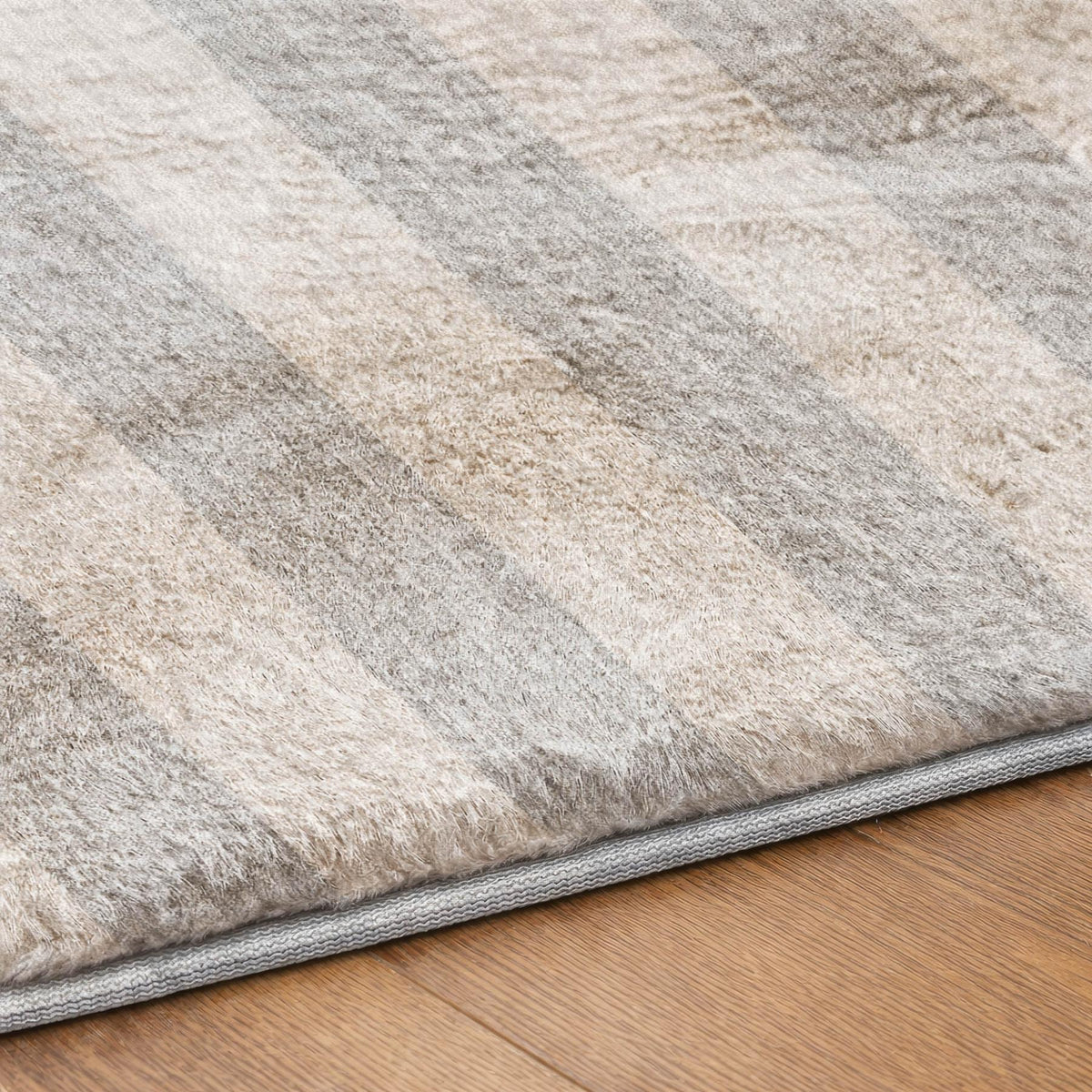 10' X 14' Pewter And Gray Striped Shag Washable Area Rug With UV Protection - HomeRoots - Flyclothing LLC