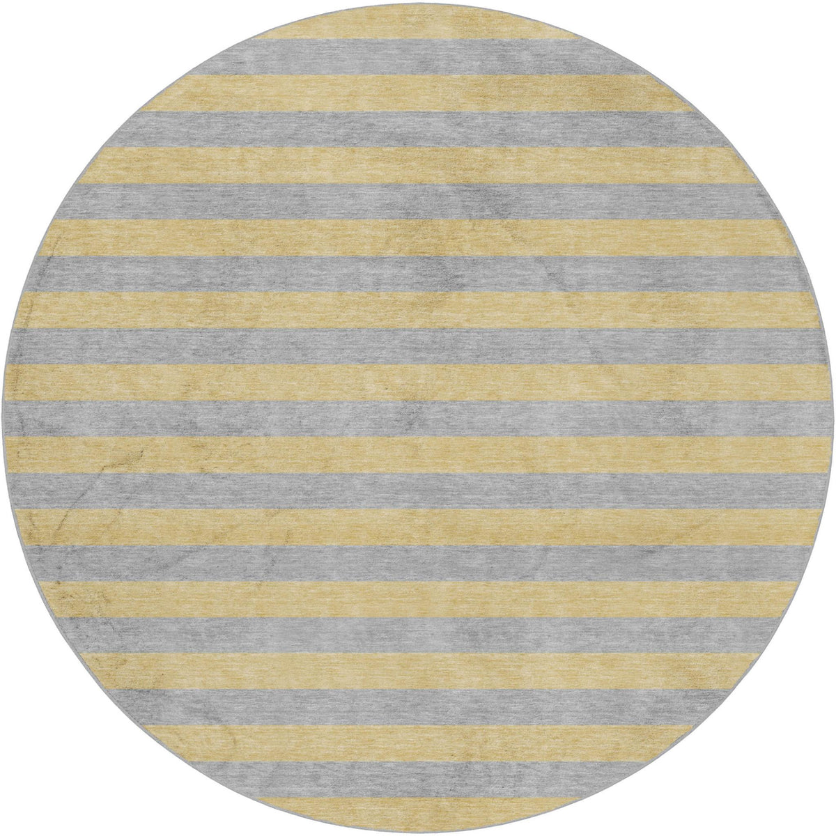 8' Silver And Gold Striped Shag Washable Round Rug With UV Protection - HomeRoots - Flyclothing LLC