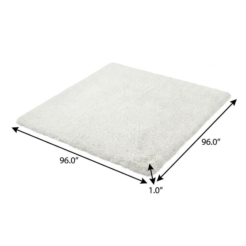 8' Silver And Gold Striped Shag Washable Round Rug With UV Protection - HomeRoots - Flyclothing LLC