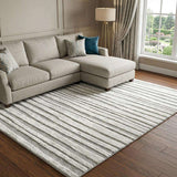 8' X 10' Silver And Gold Striped Shag Washable Area Rug With UV Protection - HomeRoots - Flyclothing LLC