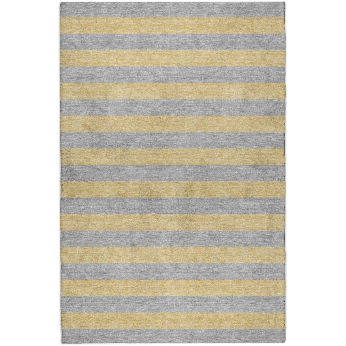 9' X 12' Silver And Gold Striped Shag Washable Area Rug With UV Protection - HomeRoots - Flyclothing LLC