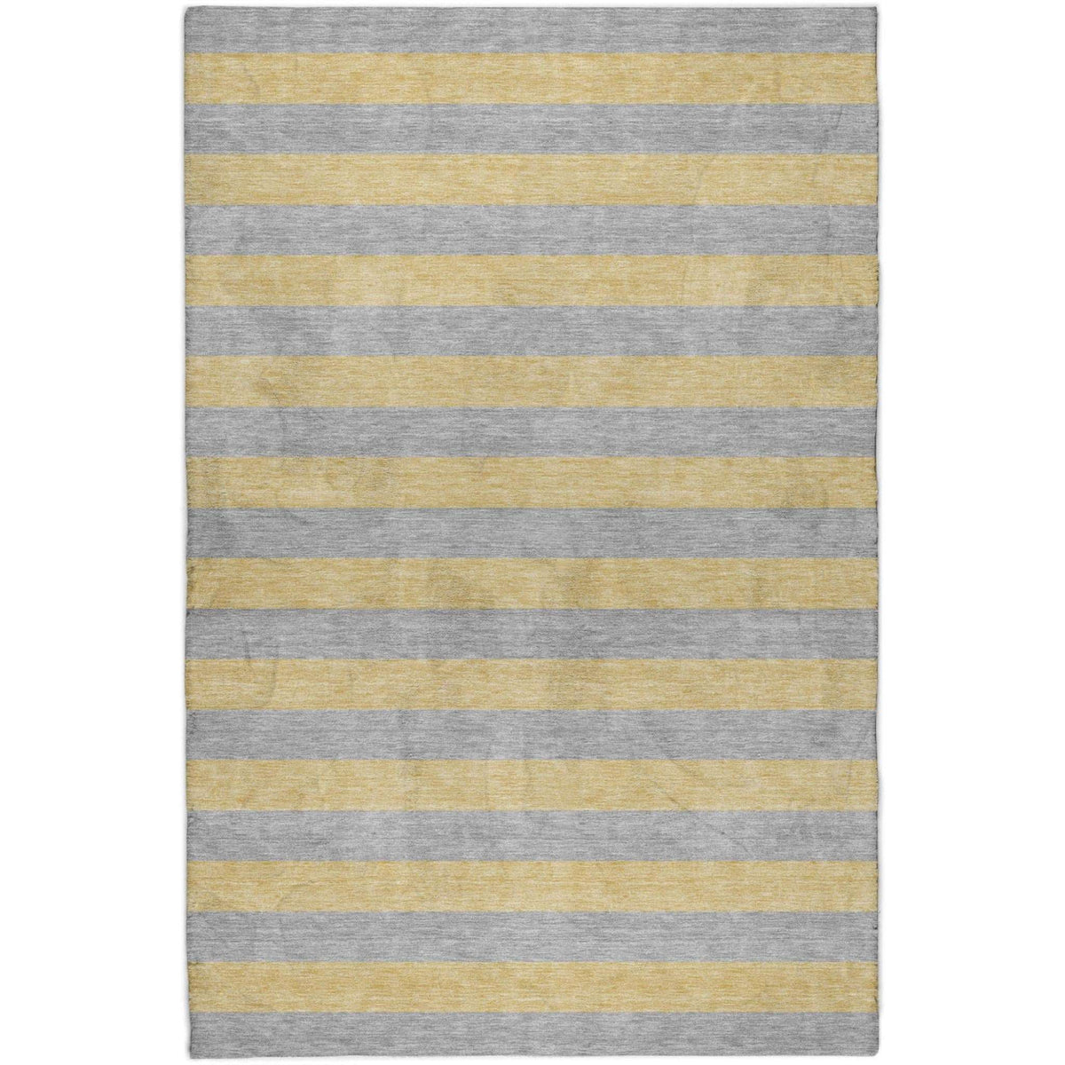 10' X 14' Silver And Gold Striped Shag Washable Area Rug With UV Protection