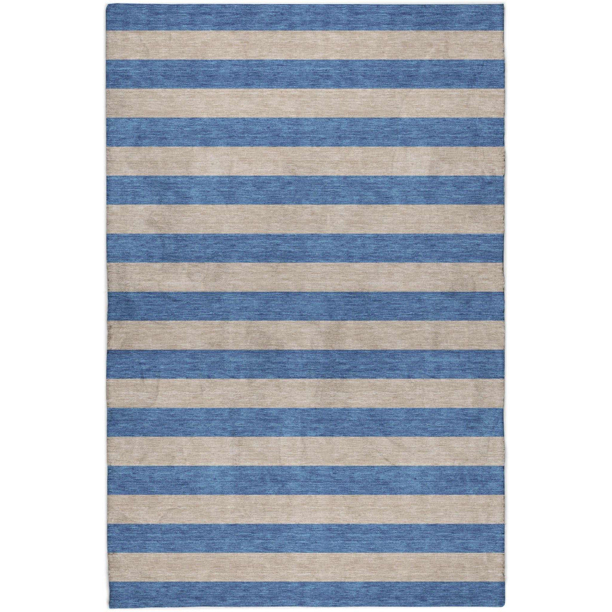 3' X 5' Tan And Navy Blue Striped Shag Washable Area Rug With UV Protection - HomeRoots - Flyclothing LLC