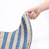 3' X 5' Tan And Navy Blue Striped Shag Washable Area Rug With UV Protection - HomeRoots - Flyclothing LLC