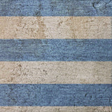 8' Tan And Navy Blue Striped Shag Washable Round Rug With UV Protection - HomeRoots - Flyclothing LLC