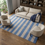 9' X 12' Tan And Navy Blue Striped Shag Washable Area Rug With UV Protection - HomeRoots - Flyclothing LLC