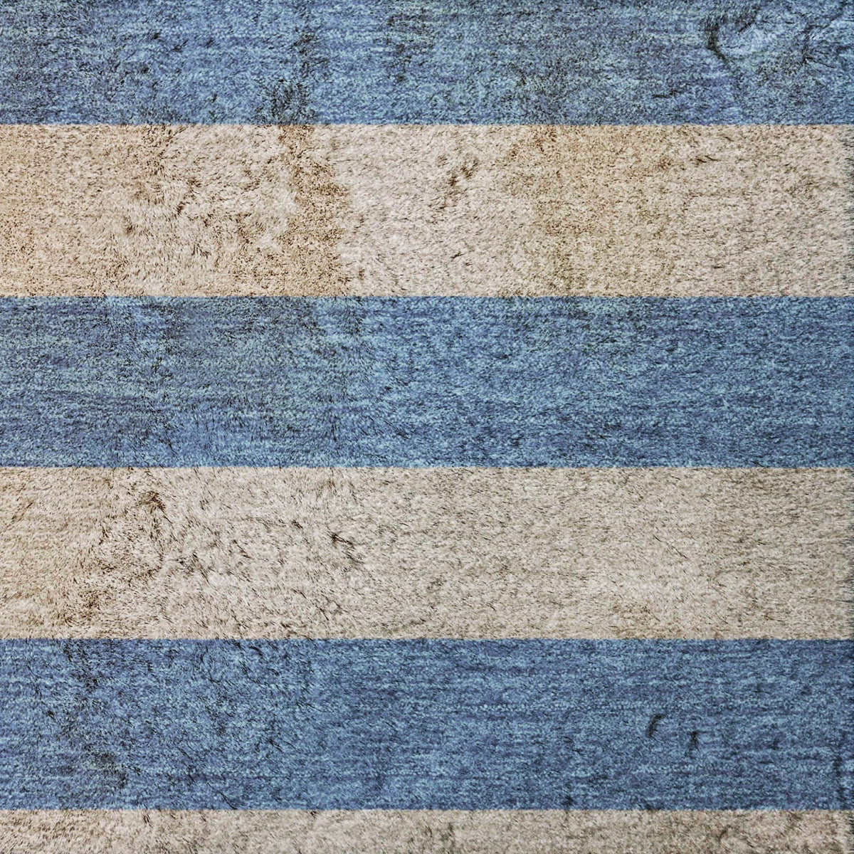 9' X 12' Tan And Navy Blue Striped Shag Washable Area Rug With UV Protection - HomeRoots - Flyclothing LLC
