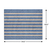 9' X 12' Tan And Navy Blue Striped Shag Washable Area Rug With UV Protection - HomeRoots - Flyclothing LLC