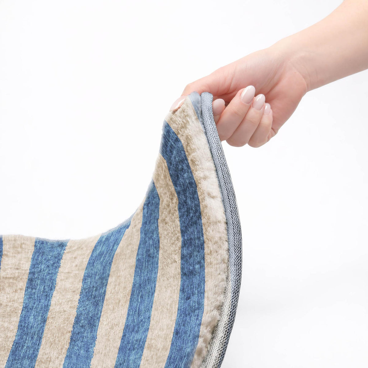 10' X 14' Tan And Navy Blue Striped Shag Washable Area Rug With UV Protection - HomeRoots - Flyclothing LLC