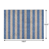 10' X 14' Tan And Navy Blue Striped Shag Washable Area Rug With UV Protection - HomeRoots - Flyclothing LLC