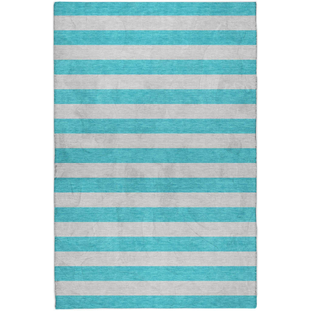 5' X 8' Turquoise And Ivory Striped Shag Washable Area Rug With UV Protection - HomeRoots - Flyclothing LLC