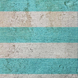 8' Turquoise And Ivory Striped Shag Washable Round Rug With UV Protection - HomeRoots - Flyclothing LLC