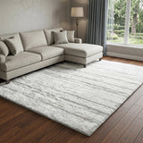 8' X 10' Turquoise And Ivory Striped Shag Washable Area Rug With UV Protection - HomeRoots - Flyclothing LLC