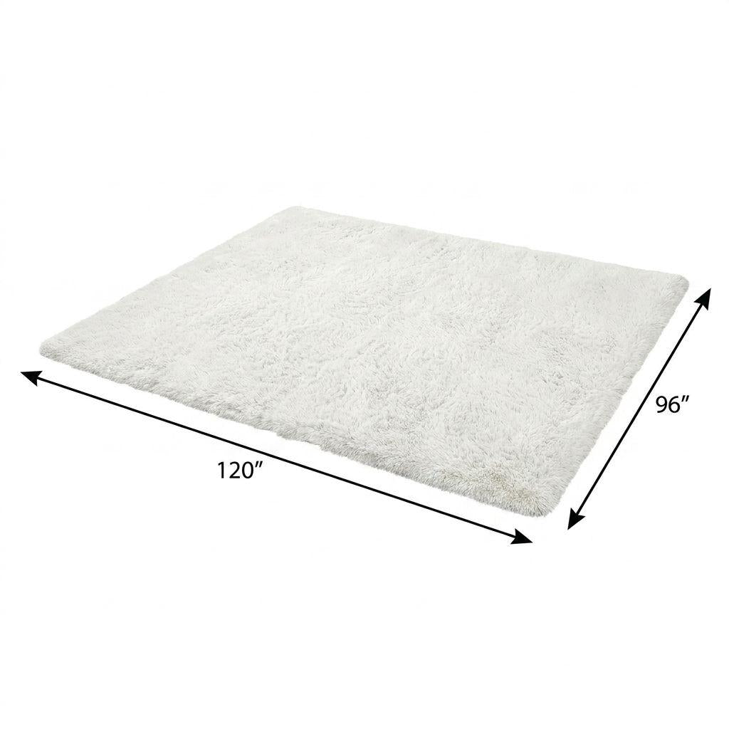 8' X 10' Turquoise And Ivory Striped Shag Washable Area Rug With UV Protection - HomeRoots - Flyclothing LLC