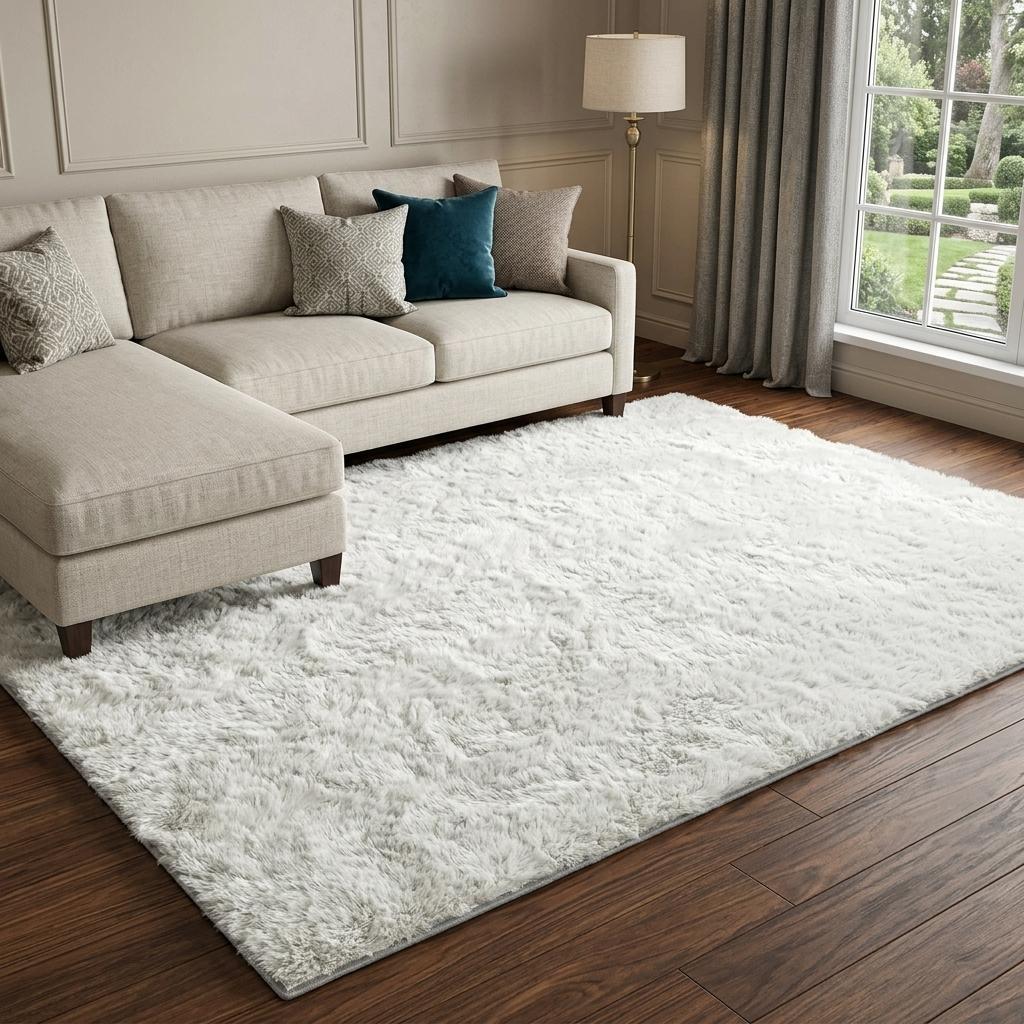 9' X 12' Turquoise And Ivory Striped Shag Washable Area Rug With UV Protection - HomeRoots - Flyclothing LLC