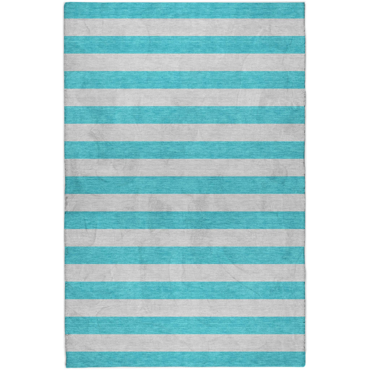 9' X 12' Turquoise And Ivory Striped Shag Washable Area Rug With UV Protection - HomeRoots - Flyclothing LLC