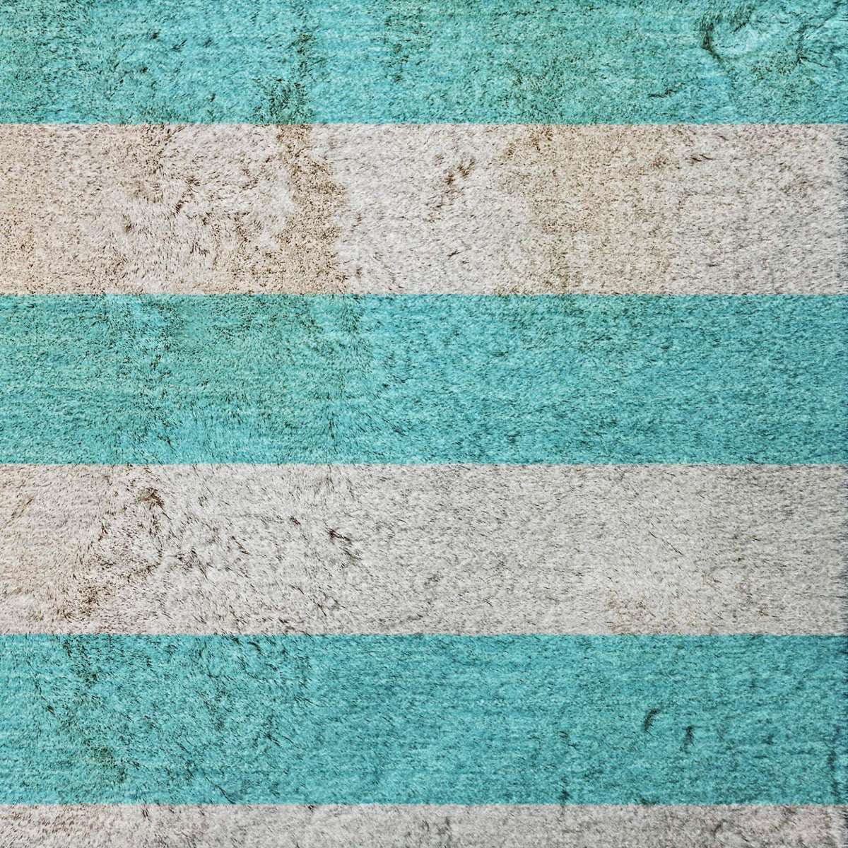 9' X 12' Turquoise And Ivory Striped Shag Washable Area Rug With UV Protection - HomeRoots - Flyclothing LLC