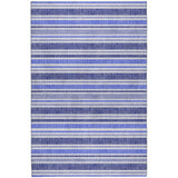 5' X 8' Blue And Ivory Striped Shag Washable Area Rug With UV Protection - HomeRoots - Flyclothing LLC