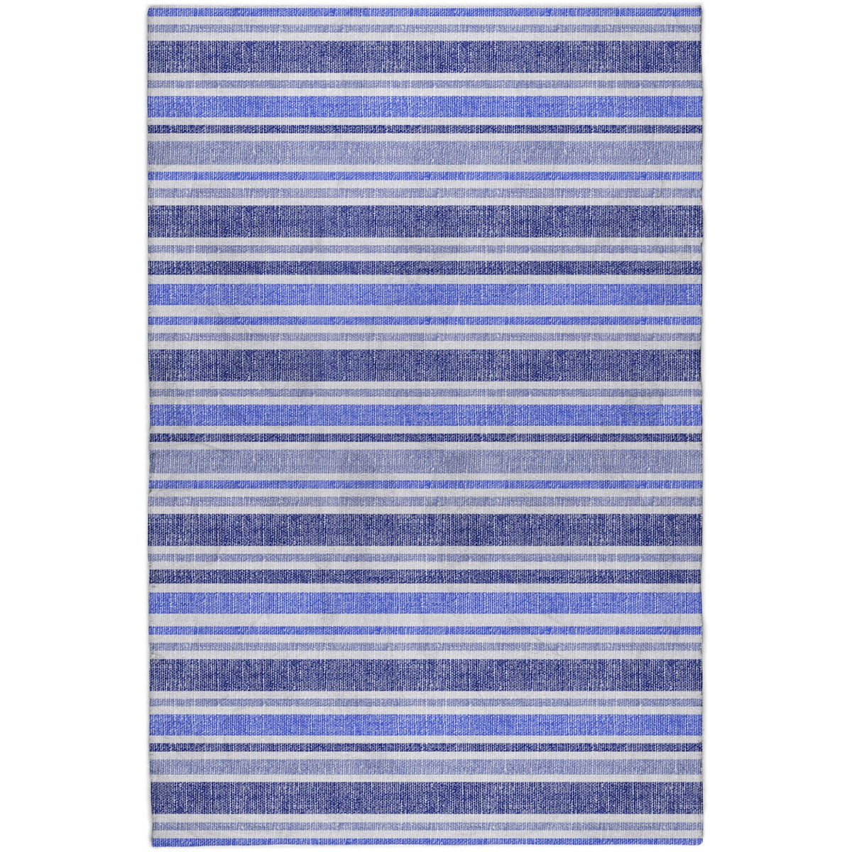 5' X 8' Blue And Ivory Striped Shag Washable Area Rug With UV Protection - HomeRoots - Flyclothing LLC