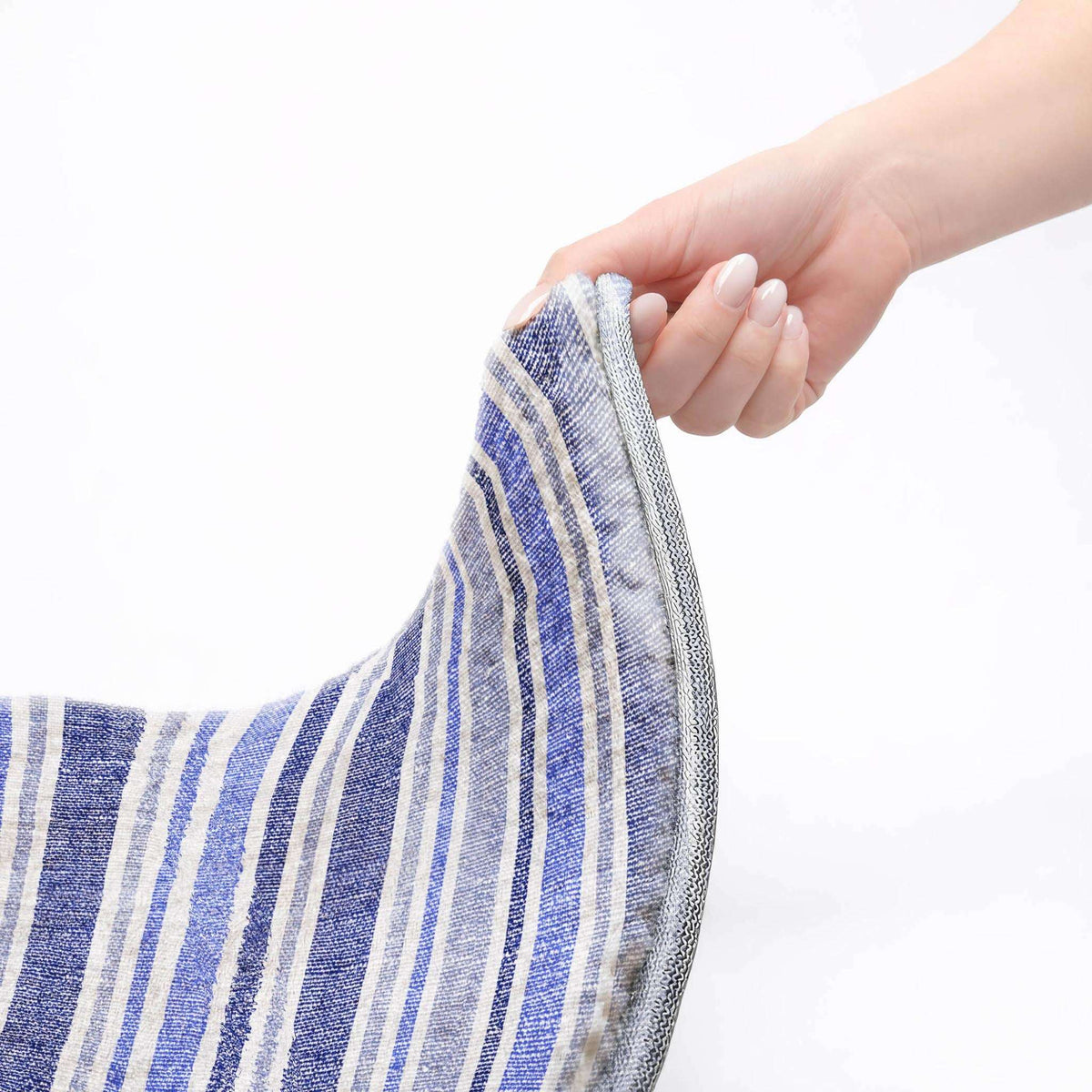 9' X 12' Blue And Ivory Striped Shag Washable Area Rug With UV Protection - HomeRoots - Flyclothing LLC