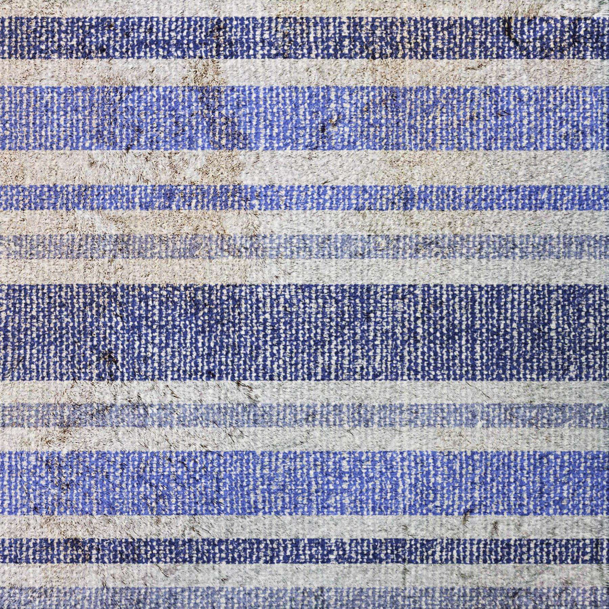 9' X 12' Blue And Ivory Striped Shag Washable Area Rug With UV Protection - HomeRoots - Flyclothing LLC