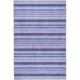 10' X 14' Blue And Ivory Striped Shag Washable Area Rug With UV Protection - HomeRoots - Flyclothing LLC