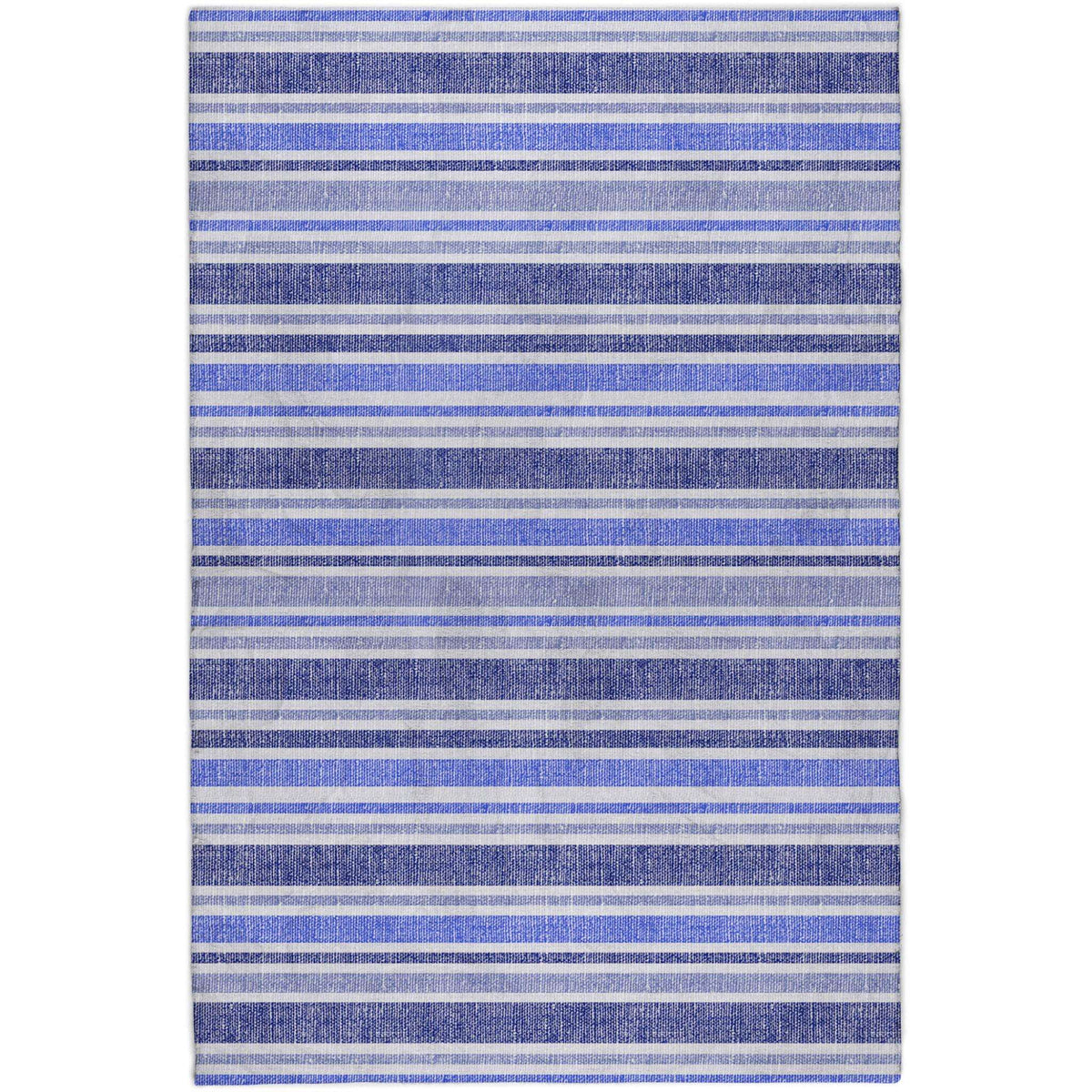 10' X 14' Blue And Ivory Striped Shag Washable Area Rug With UV Protection - HomeRoots - Flyclothing LLC