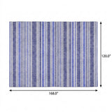 10' X 14' Blue And Ivory Striped Shag Washable Area Rug With UV Protection - HomeRoots - Flyclothing LLC