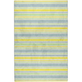 5' X 8' Denim Blue And Yellow Striped Shag Washable Area Rug With UV Protection - HomeRoots - Flyclothing LLC