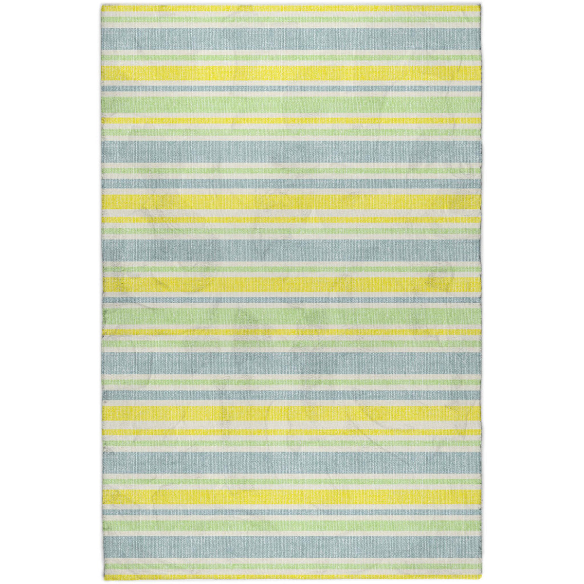 5' X 8' Denim Blue And Yellow Striped Shag Washable Area Rug With UV Protection - HomeRoots - Flyclothing LLC