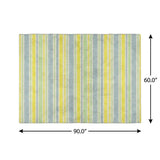 5' X 8' Denim Blue And Yellow Striped Shag Washable Area Rug With UV Protection - HomeRoots - Flyclothing LLC