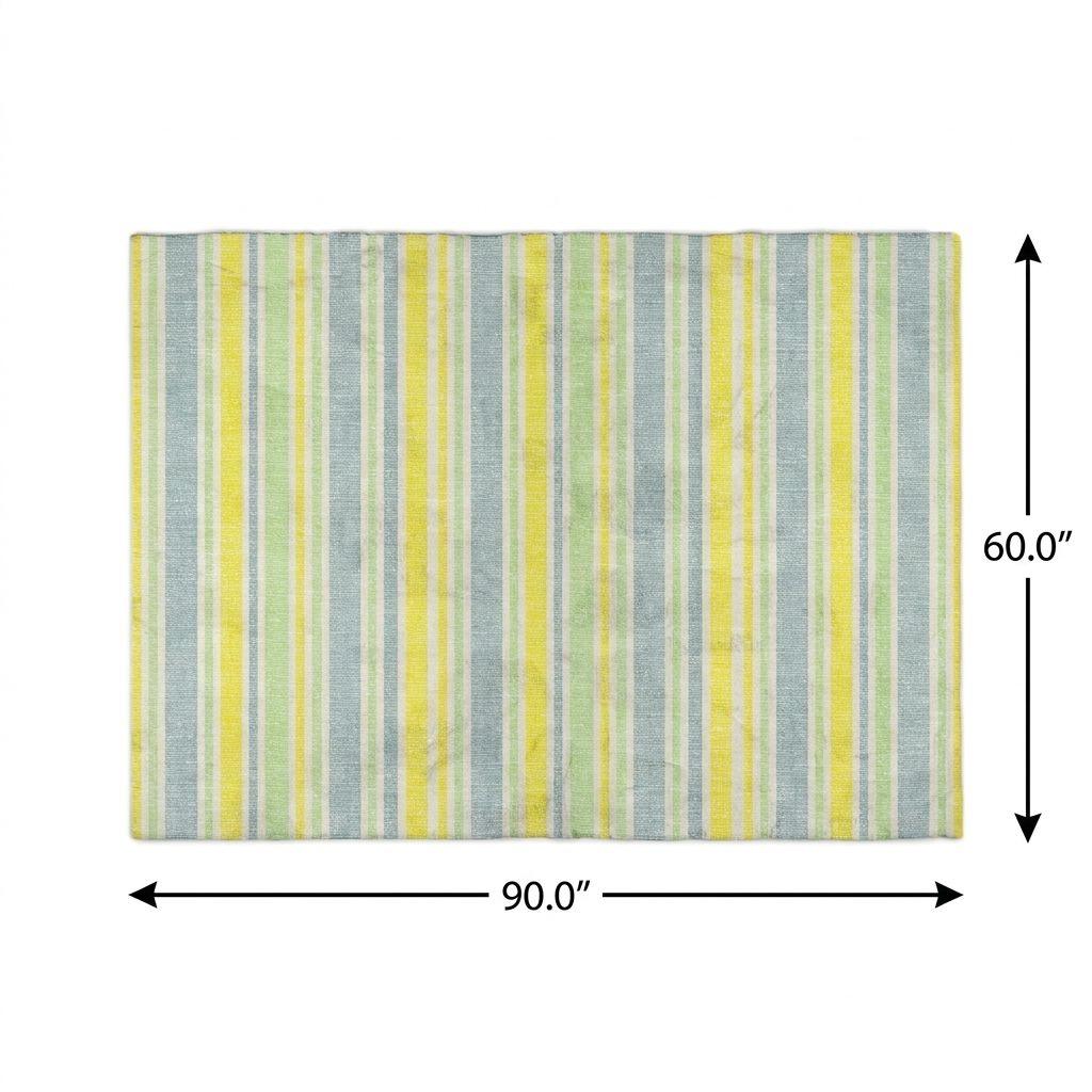 5' X 8' Denim Blue And Yellow Striped Shag Washable Area Rug With UV Protection - HomeRoots - Flyclothing LLC