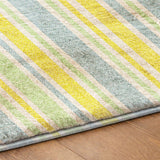 8' X 10' Denim Blue And Yellow Striped Shag Washable Area Rug With UV Protection - HomeRoots - Flyclothing LLC