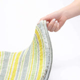 10' X 14' Denim Blue And Yellow Striped Shag Washable Area Rug With UV Protection
