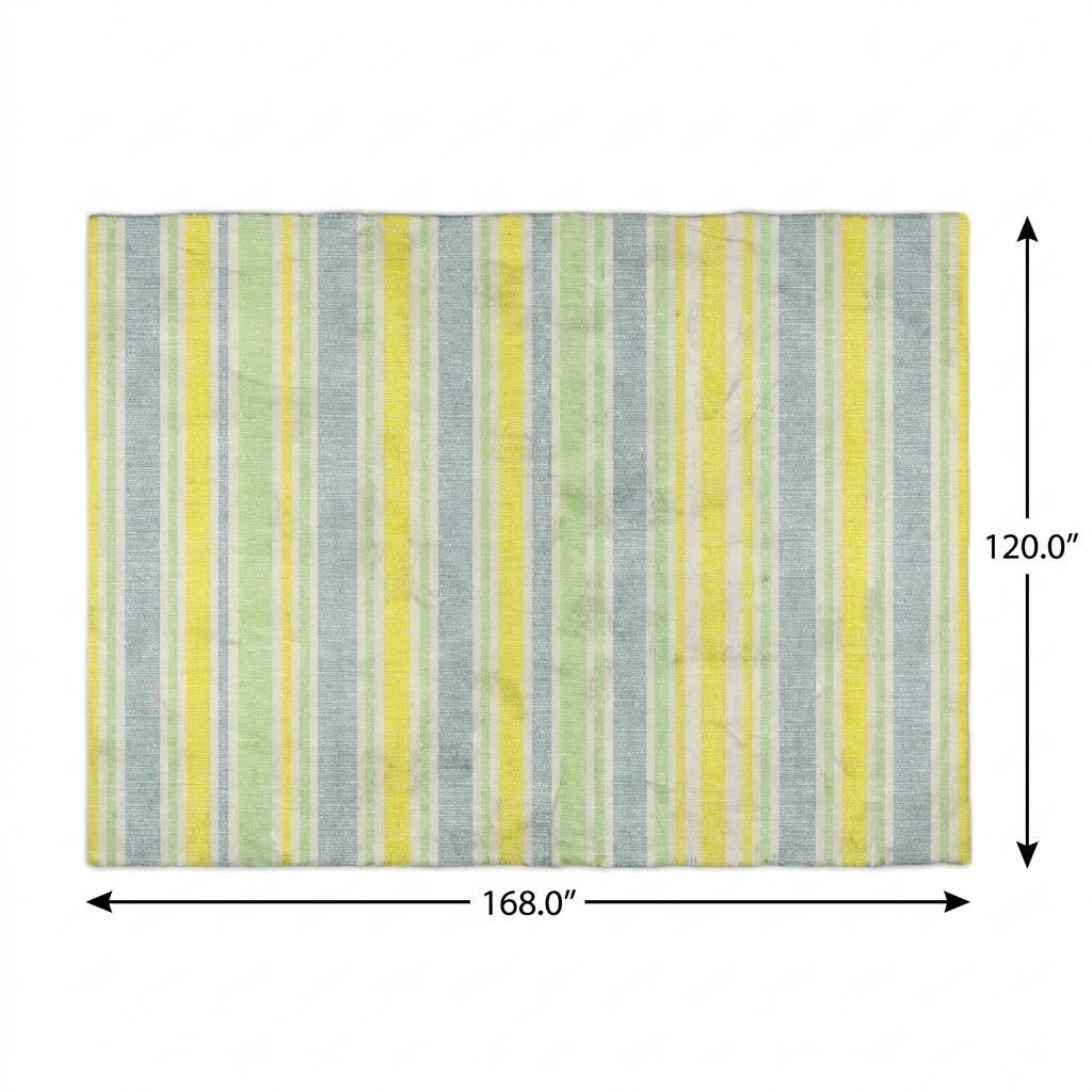10' X 14' Denim Blue And Yellow Striped Shag Washable Area Rug With UV Protection