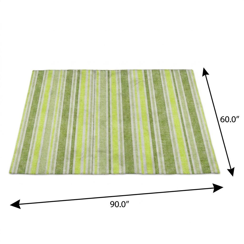 5' X 8' Fern Green And Green Striped Shag Washable Area Rug With UV Protection - HomeRoots - Flyclothing LLC