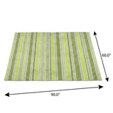 5' X 8' Fern Green And Green Striped Shag Washable Area Rug With UV Protection - HomeRoots - Flyclothing LLC