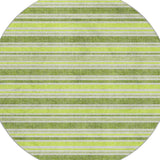8' Fern Green And Green Striped Shag Washable Round Rug With UV Protection - HomeRoots - Flyclothing LLC