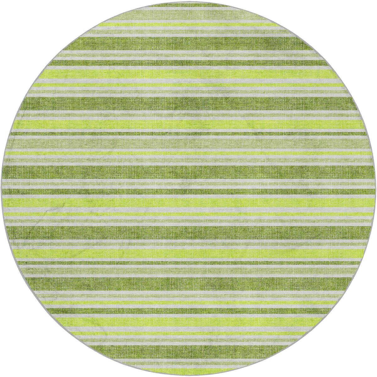 8' Fern Green And Green Striped Shag Washable Round Rug With UV Protection - HomeRoots - Flyclothing LLC
