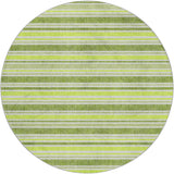 8' Fern Green And Green Striped Shag Washable Round Rug With UV Protection - HomeRoots - Flyclothing LLC