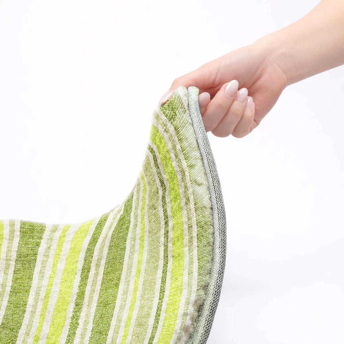 8' Fern Green And Green Striped Shag Washable Round Rug With UV Protection - HomeRoots - Flyclothing LLC