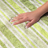 8' Fern Green And Green Striped Shag Washable Round Rug With UV Protection - HomeRoots - Flyclothing LLC