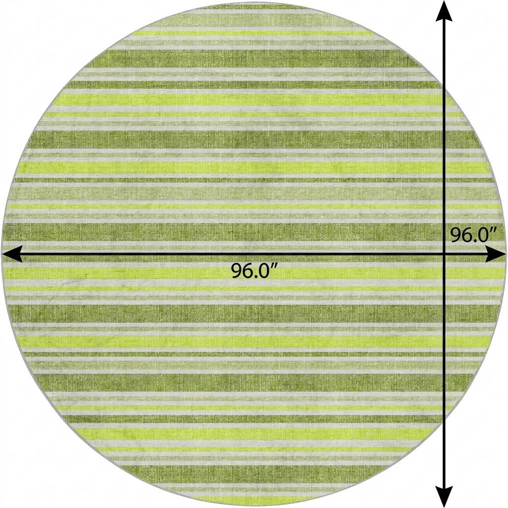 8' Fern Green And Green Striped Shag Washable Round Rug With UV Protection - HomeRoots - Flyclothing LLC