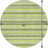 8' Fern Green And Green Striped Shag Washable Round Rug With UV Protection - HomeRoots - Flyclothing LLC