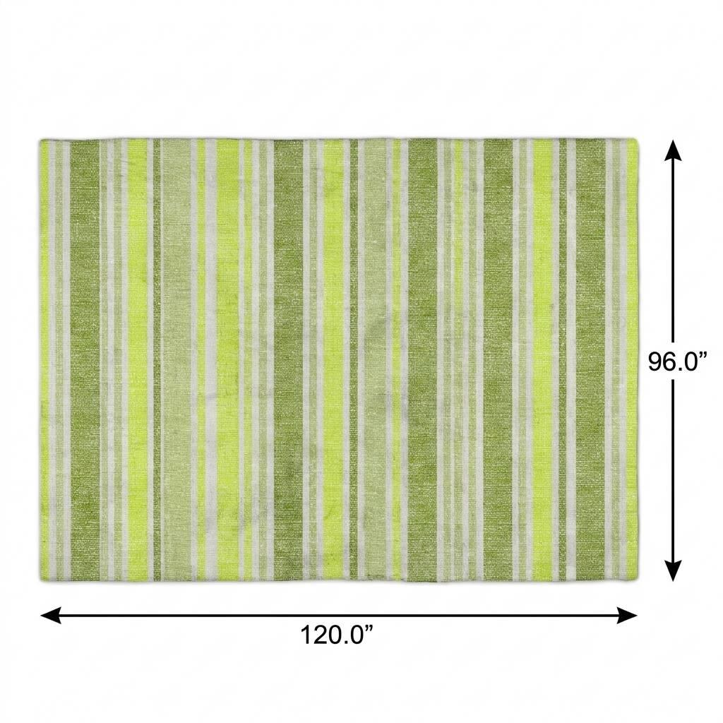 8' X 10' Fern Green And Green Striped Shag Washable Area Rug With UV Protection - HomeRoots - Flyclothing LLC
