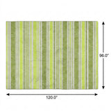 8' X 10' Fern Green And Green Striped Shag Washable Area Rug With UV Protection - HomeRoots - Flyclothing LLC